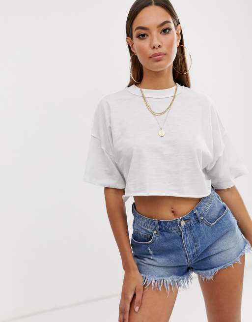 White baggy sale crop top