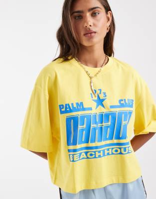 Asos Design Boxy Crop T-shirt With Oaxaca Graphic In Yellow