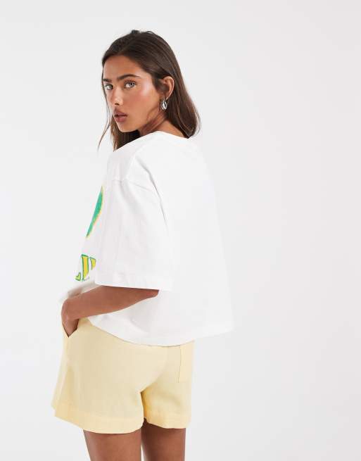 ASOS DESIGN boxy crop tee with I love Brazil graphic in white, 4 of 4