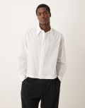 [ASOS DESIGN] ASOS DESIGN boxy cropped 70s collar poplin shirt in white L WHITE