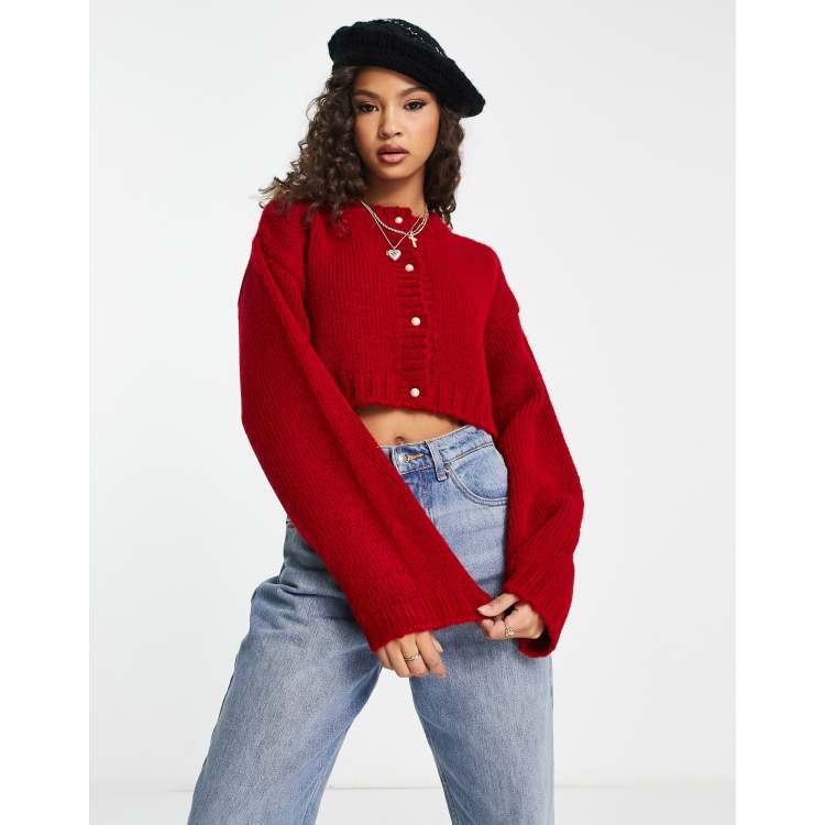 Red deals cropped sweater