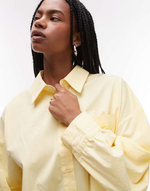 ASOS DESIGN boxy cropped shirt in buttermilk