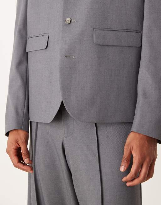 ASOS DESIGN boxy cropped suit jacket in gray twill