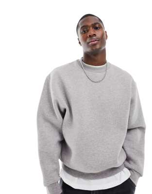 Asos Design Boxy Cropped Sweatshirt In Gray Heather In Gray