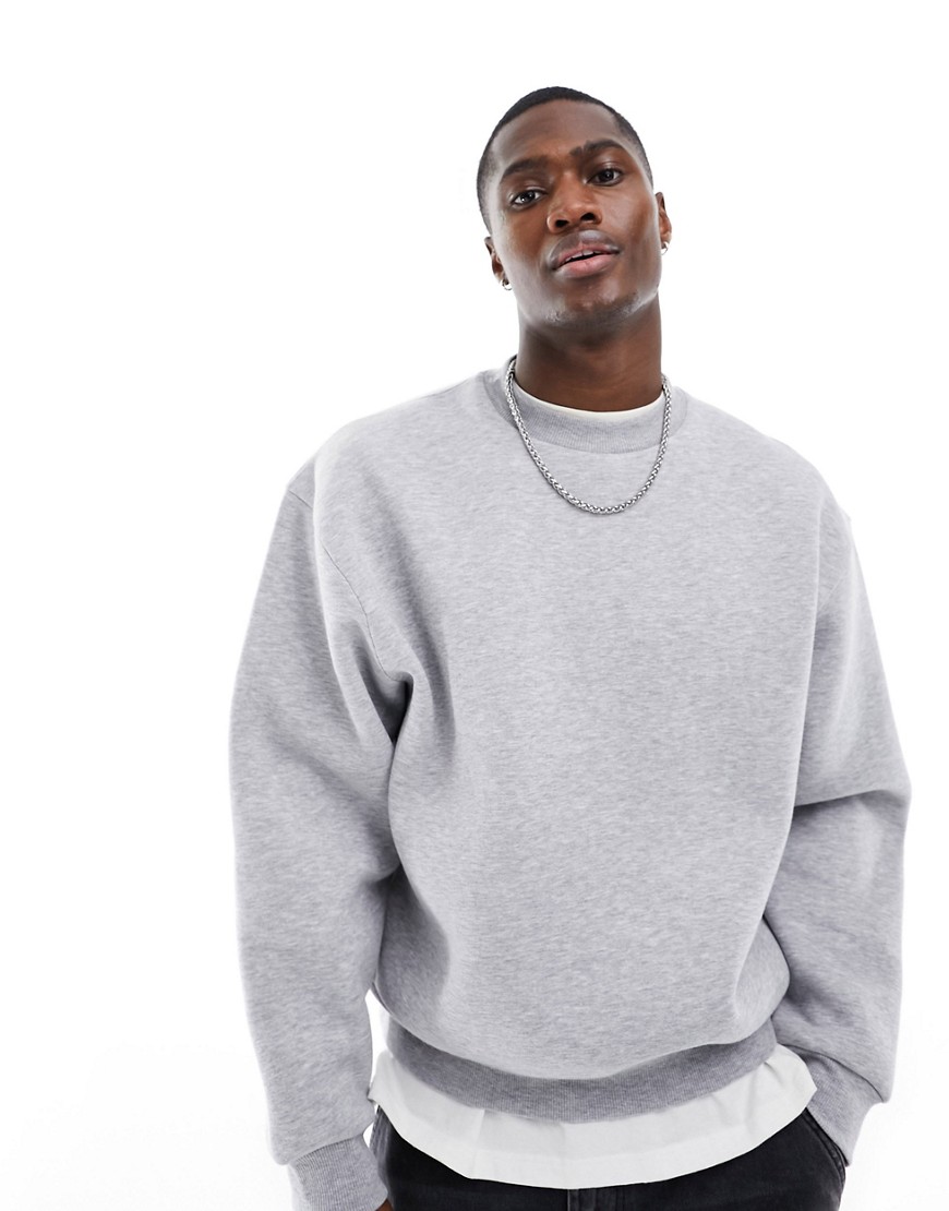 ASOS DESIGN boxy cropped sweatshirt in grey marl