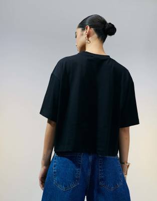 ASOS DESIGN boxy cropped t-shirt in black