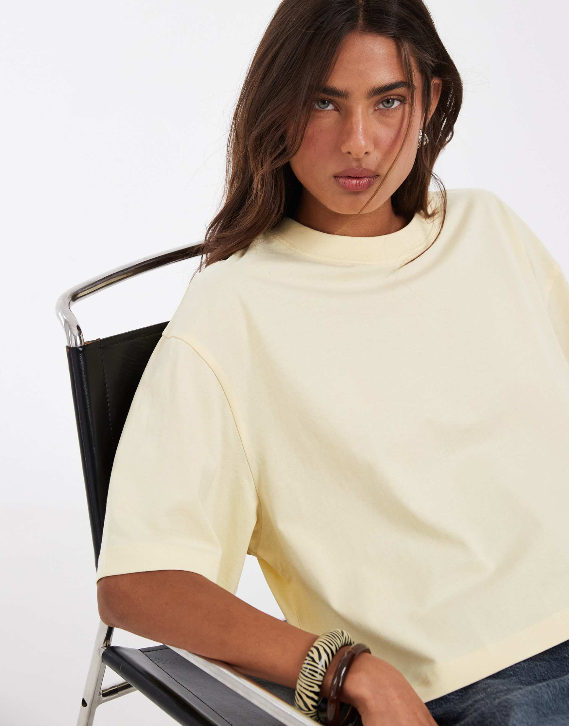 asos design boxy cropped t-shirt in buttermilk