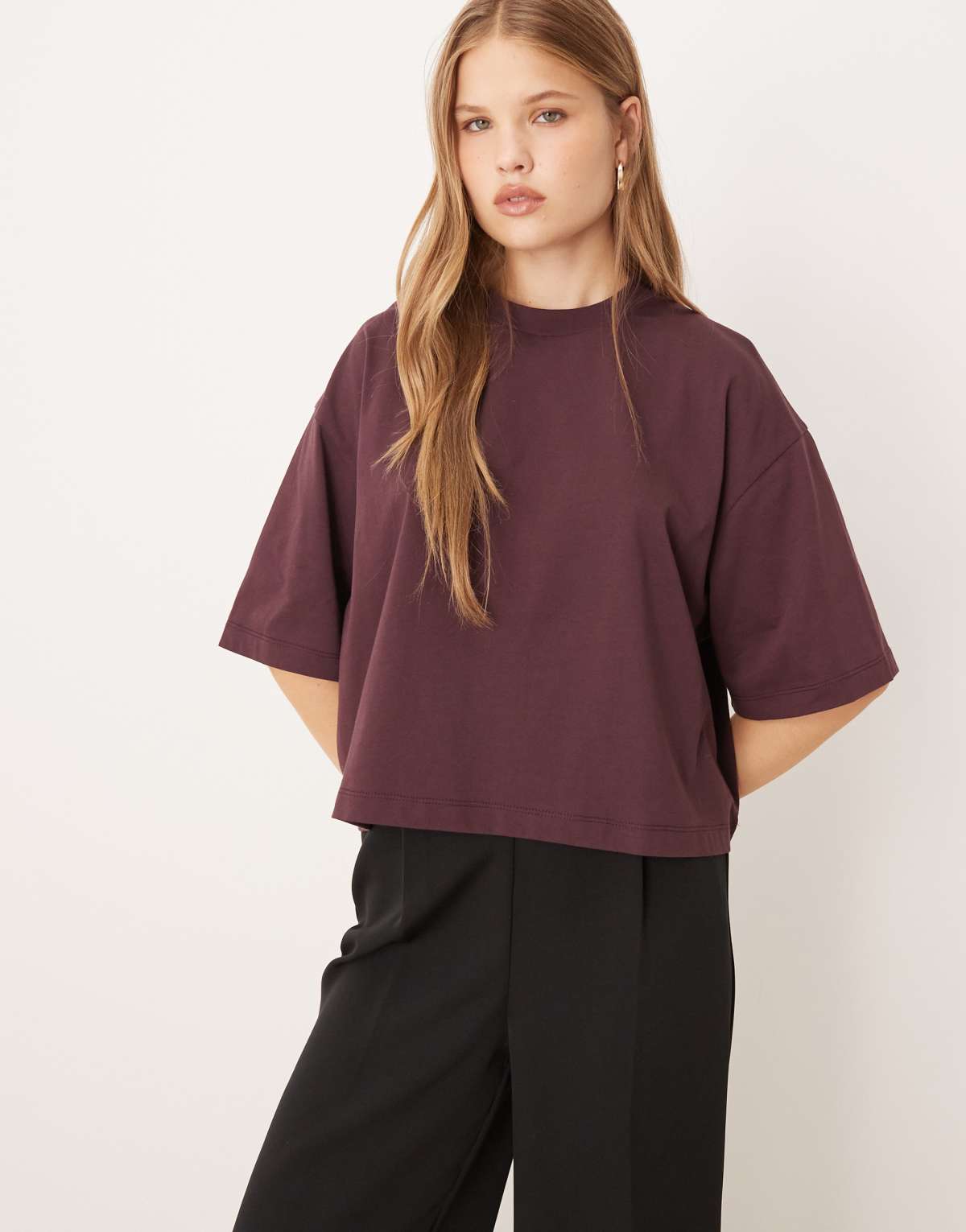 ASOS DESIGN boxy cropped t-shirt in chocolate