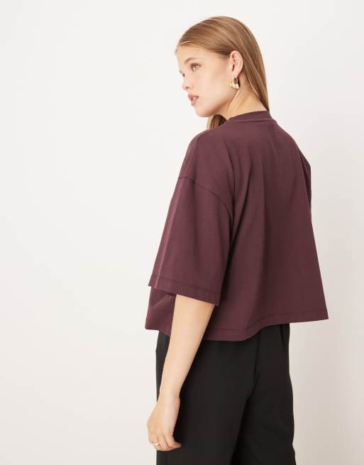 ASOS DESIGN boxy cropped t-shirt in chocolate, 4 of 4