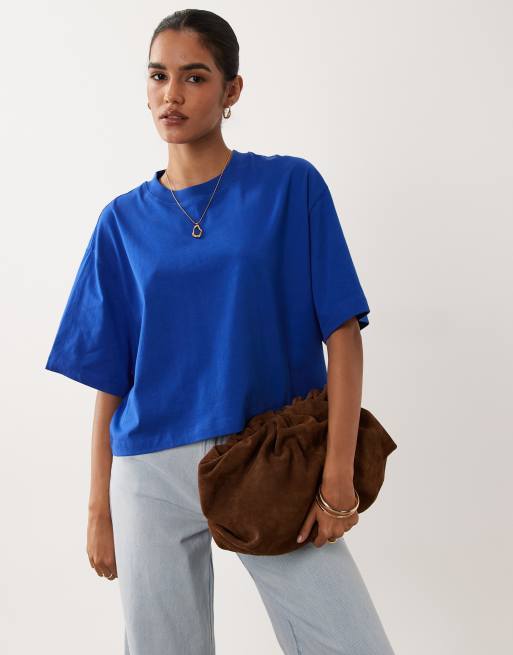 ASOS DESIGN boxy cropped T-shirt in koningsblauw, 3 van 4