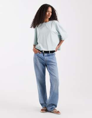 Asos Design Boxy Cropped T-shirt In Blue