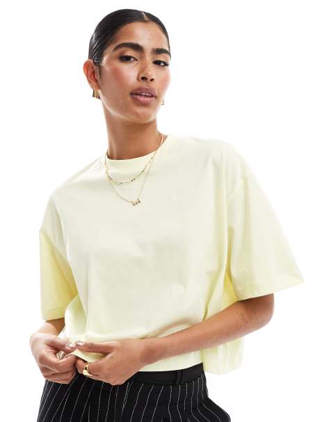ASOS DESIGN boxy cropped t-shirt in yellow - view 1