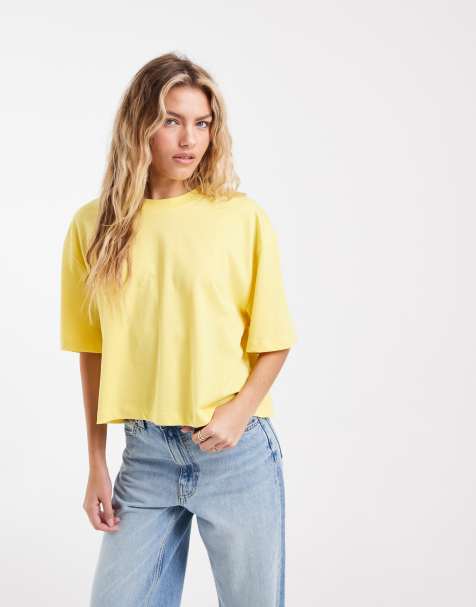 ASOS DESIGN boxy cropped t-shirt in yellow - view 1