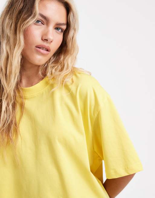 ASOS DESIGN boxy cropped t-shirt in yellow, 2 of 4