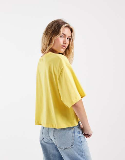 ASOS DESIGN boxy cropped t-shirt in yellow, 4 of 4