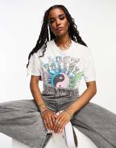 ASOS DESIGN oversized t-shirt with pink floyd license graphic in cream