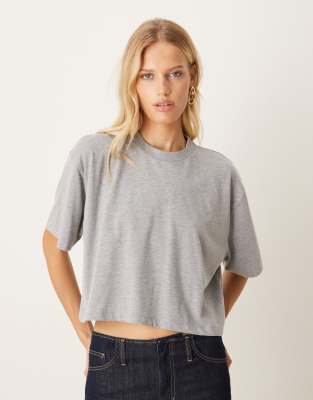 Asos Design Boxy Cropped T-shirt-gray