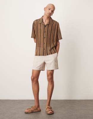 Asos Design Boxy Deep Revere Crochet Shirt