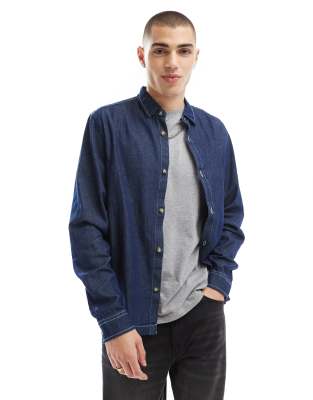 boxy denim overshirt in blue