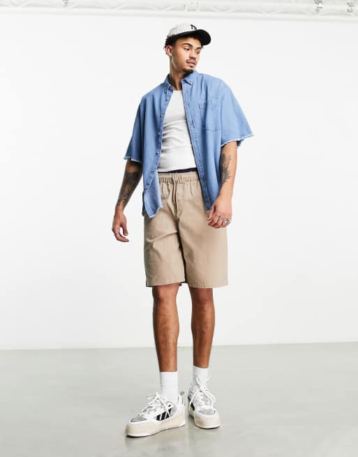 Denim shirt 2025 khaki shorts