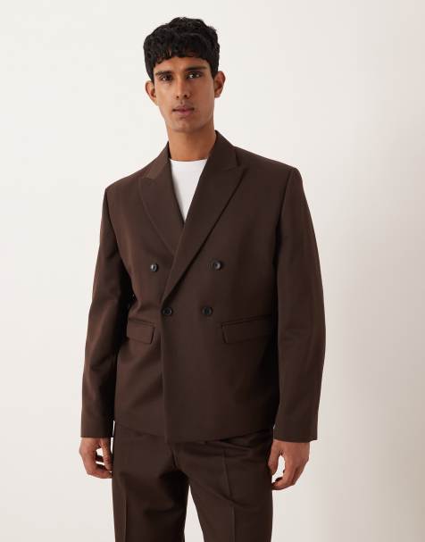ASOS DESIGN boxy double breasted suit jacket in black - view 1