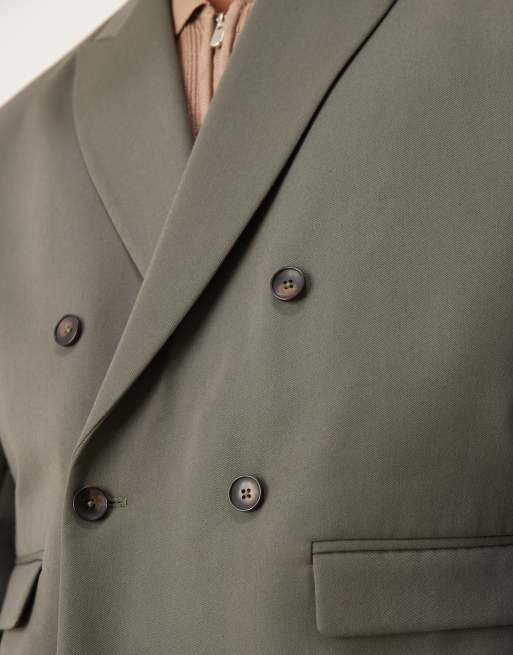 ASOS DESIGN boxy double breasted suit jacket in green, 4 of 5