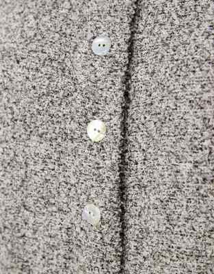 Asos Design Boxy Dropped Shoulder Fluffy Top In Salt And Pepper-multi In Multi