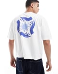 [ASOS DESIGN] ASOS DESIGN boxy dropped shoulder oversized t-shirt with celestial graphic in white XL WHITE
