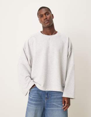 boxy extreme oversized sweatshirt with paneling in heather gray