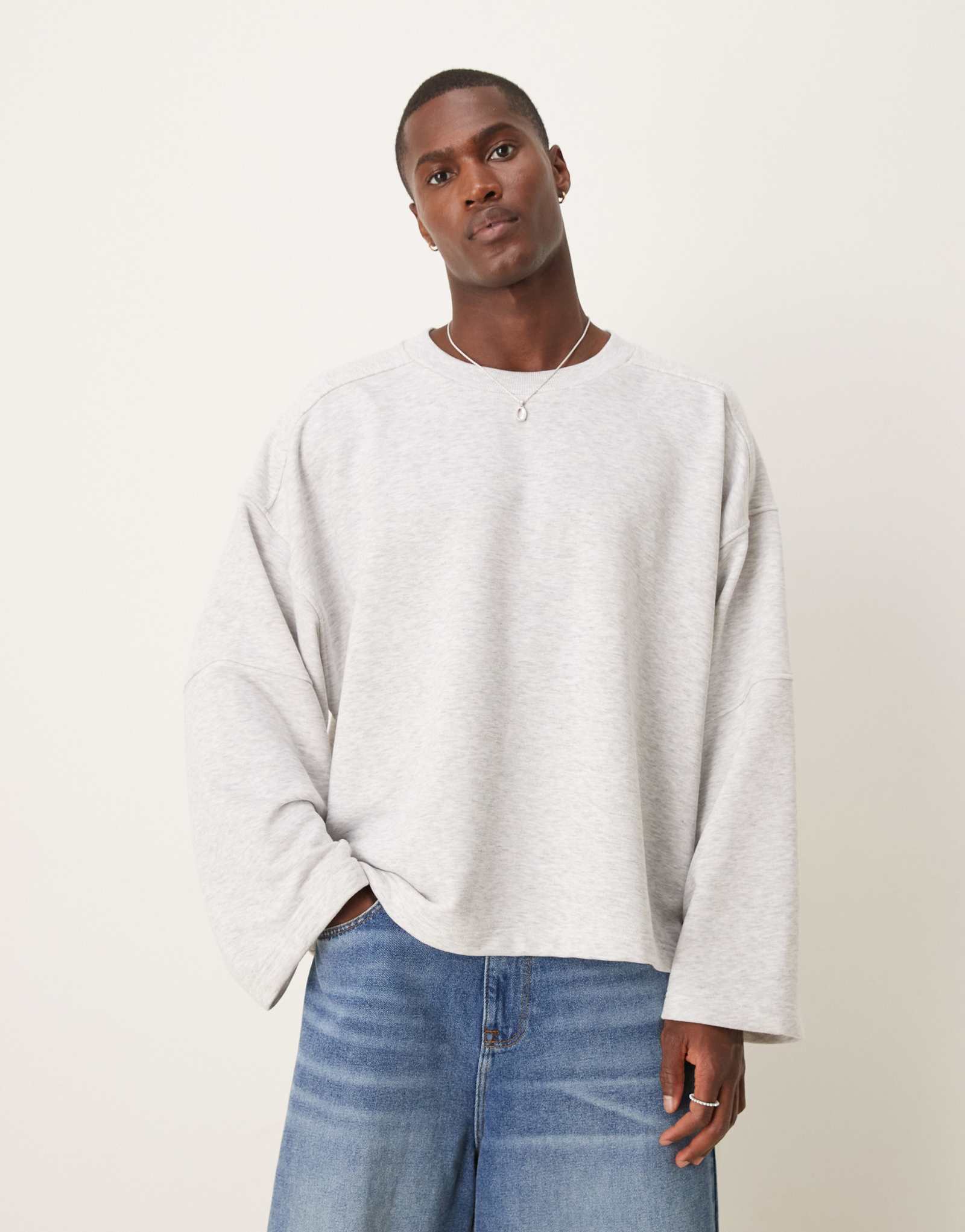 ДИЗАЙНЕРСКАЯ толстовка свободного кроя ASOS extreme oversize с отделкой из вересково-серого материала