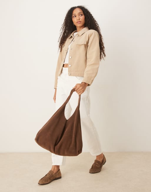 ASOS DESIGN boxy fit denim jacket with shoulder pads