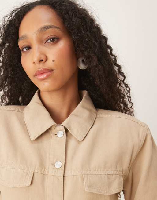 ASOS DESIGN boxy fit denim jacket with shoulder pads
