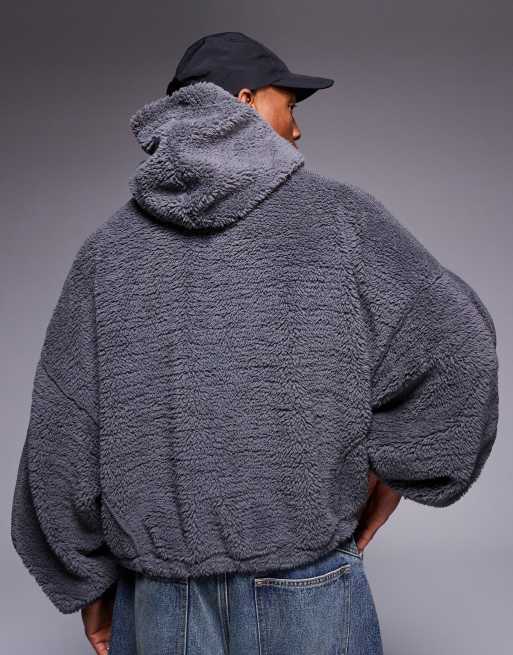 ASOS DESIGN – Boxy-Fit-Kapuzenpullover in Grau mit kontrastierendem Detail und extremer Oversize-Passform, 4 von 4