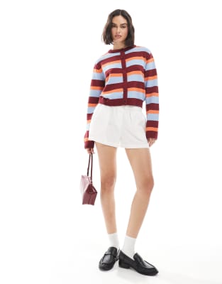 Asos Design Boxy Fit Knit Cardigan In Multi