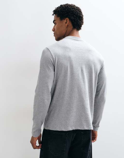 ASOS DESIGN boxy fit long sleeve t-shirt in gray heather, 3 of 9