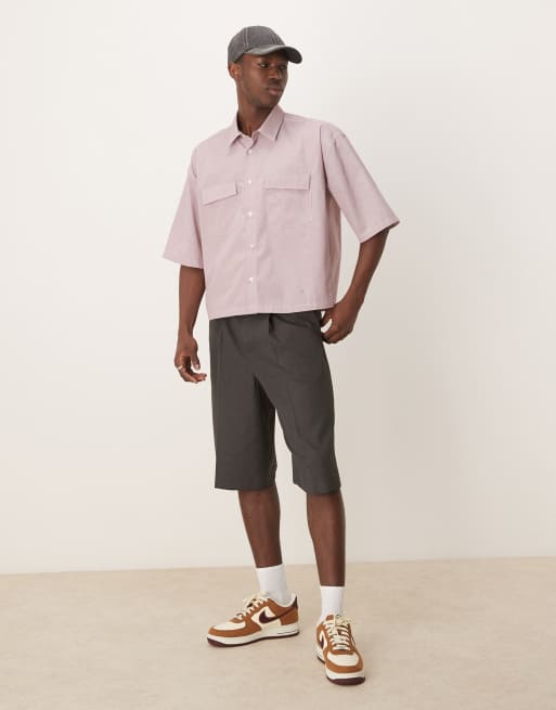 ASOS DESIGN – Boxy Fit Oversize-Hemd in Burgunderrot mit kleine Karos im 90er-Look, 3 von 4