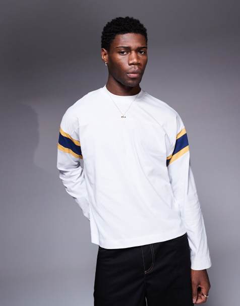 ASOS DESIGN – Boxy Fit Oversize-Langarmshirt in Weiß mit Kontrast-Einsatz - view 1