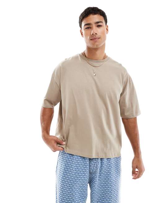 ASOS DESIGN – Boxy Fit Oversize-T-Shirt in Beige mit Drachen-Grafik, 3 von 4