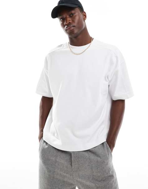 ASOS DESIGN – Boxy-Fit-Oversize-T-Shirt in Weiß mit Ziernähten an der Schulter - view 1