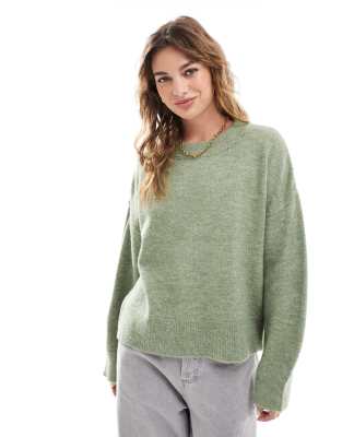 ASOS DESIGN - Boxy Fit Pullover in Pistazie mit Rundhalsausschnitt-Grün