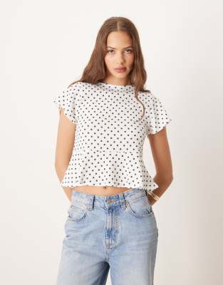 Asos Design Boxy Fit Ruffle Detail Top In White