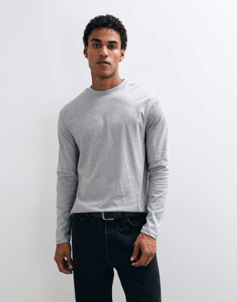 ASOS DESIGN boxy fit T-shirt met lange mouwen in gemêleerd grijs - view 1