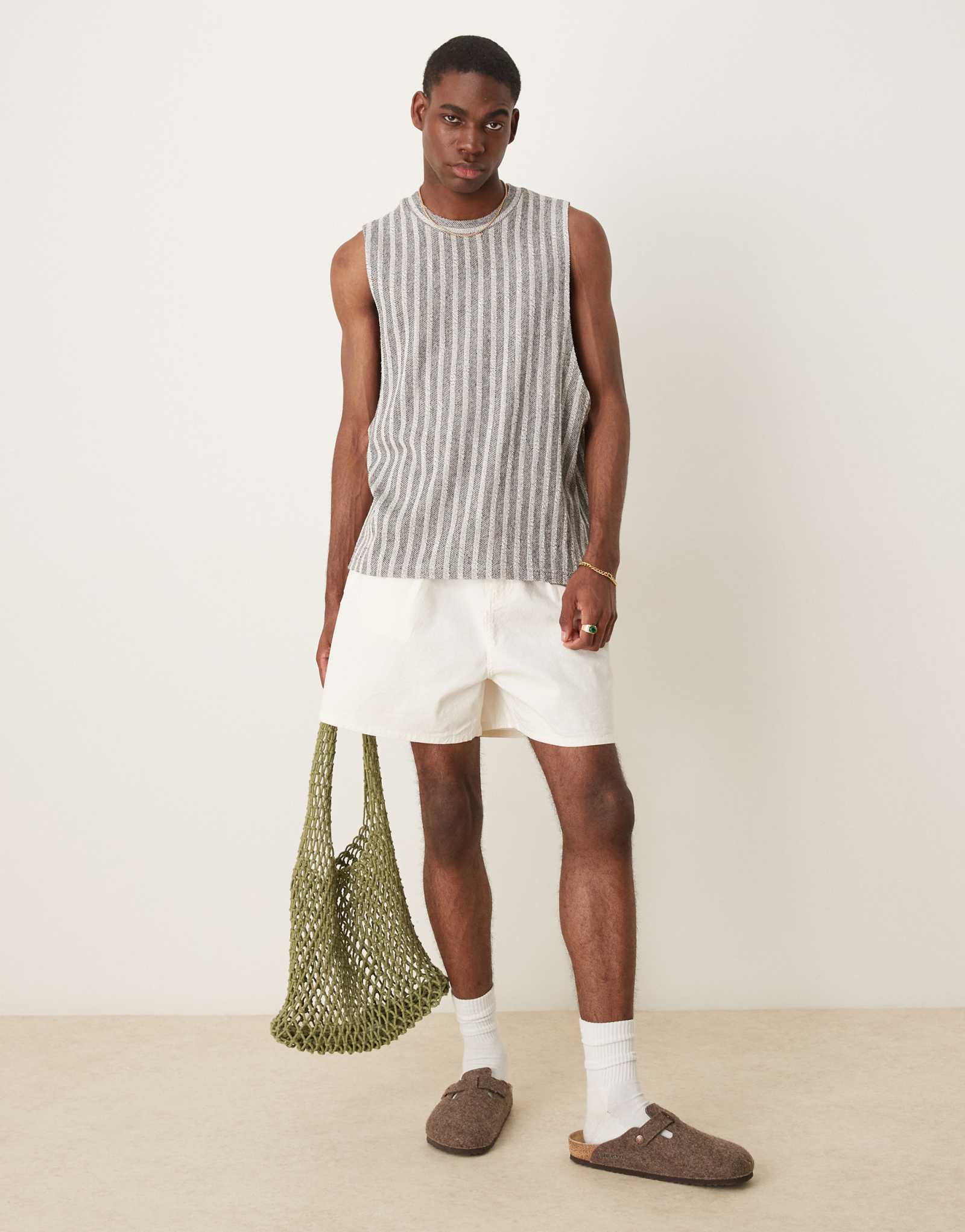 Облегающий топ на бретелях ASOS DESIGN в полоску с петлями