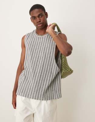 Asos Design Boxy Fit Tank Top In Gray