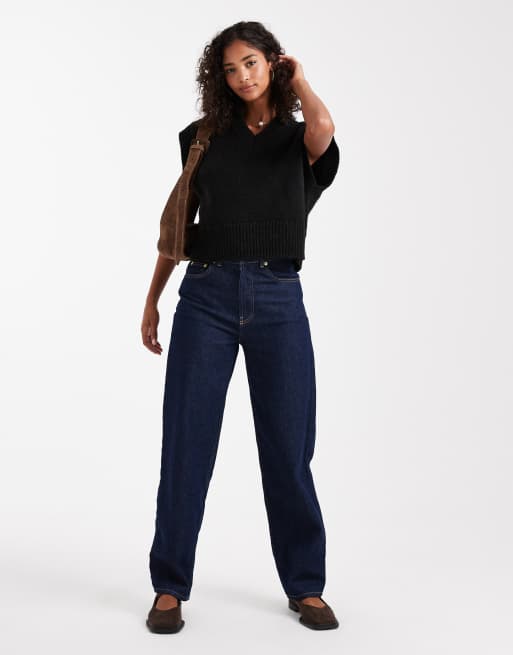 ASOS DESIGN boxy fluffy v neck tank in black, 2 of 4