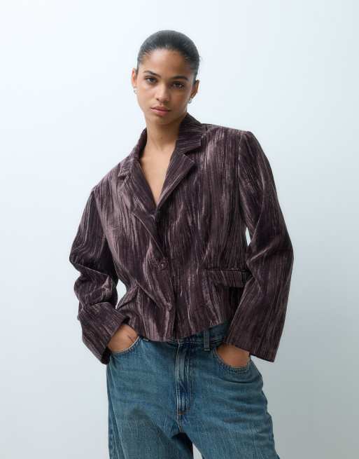 ASOS DESIGN boxy geschnittene Jacke aus braunem Samt, 5 von 5