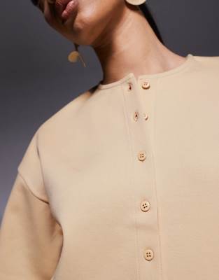Asos Design Boxy Half Sleeve Interlock Shirt In Yellow