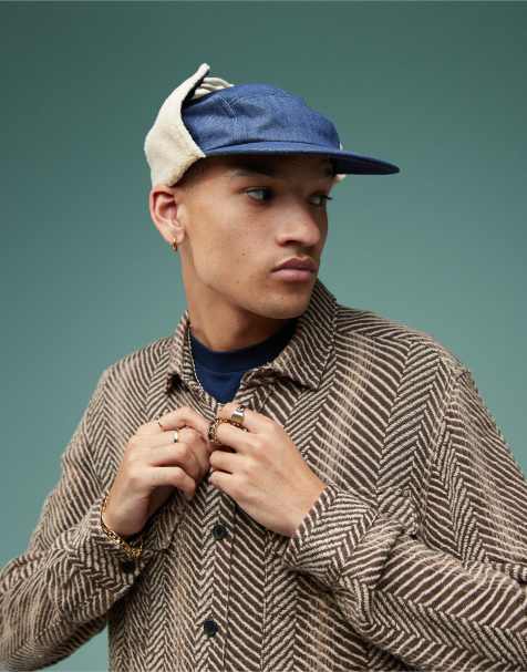 ASOS DESIGN boxy herringbone overshirt in brown - view 1