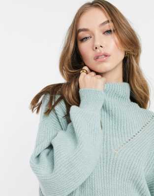 green high neck sweater