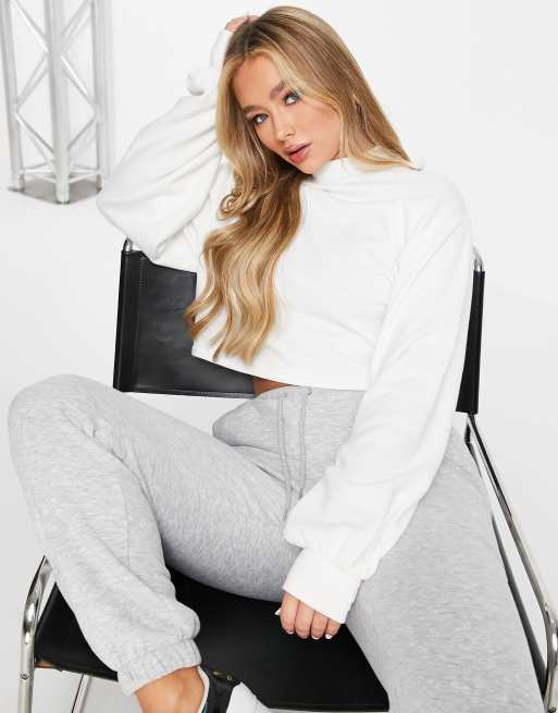 ASOS DESIGN boxy high neck sweatshirt in white ASOS